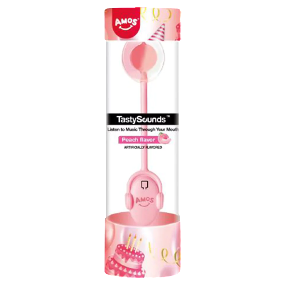 Amos Tasty Sounds XL Lollipop Happy Birthday Honey Peach Flavour - 0.56oz (16g)