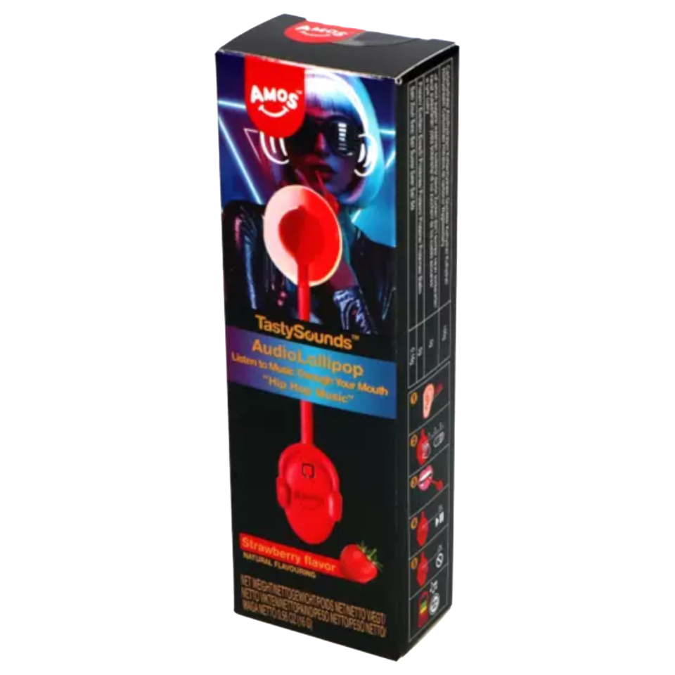 Amos Tasty Sounds XL Lollipop Hip Hop Strawberry Flavour - 0.56oz (16g)