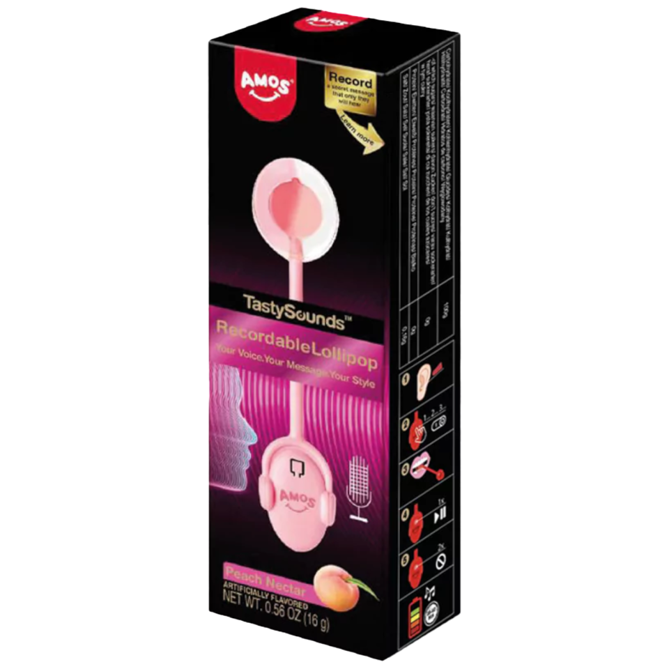 Amos Tasty Sounds XL Lollipop Recordable Honey Peach Flavour - 0.56oz (16g)